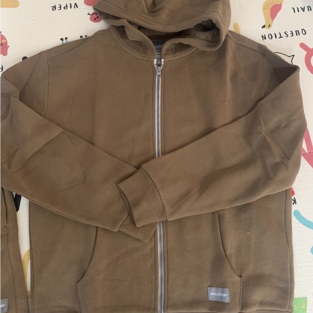 Hollister Brown Zip Up Hoodie